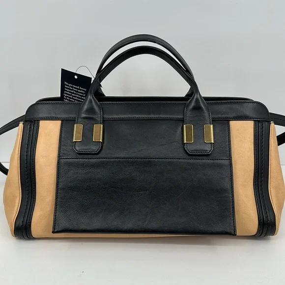 Authenticated Chloe 2 Way Alice Large Handbag - Tan/Black - Picture 5 of 16